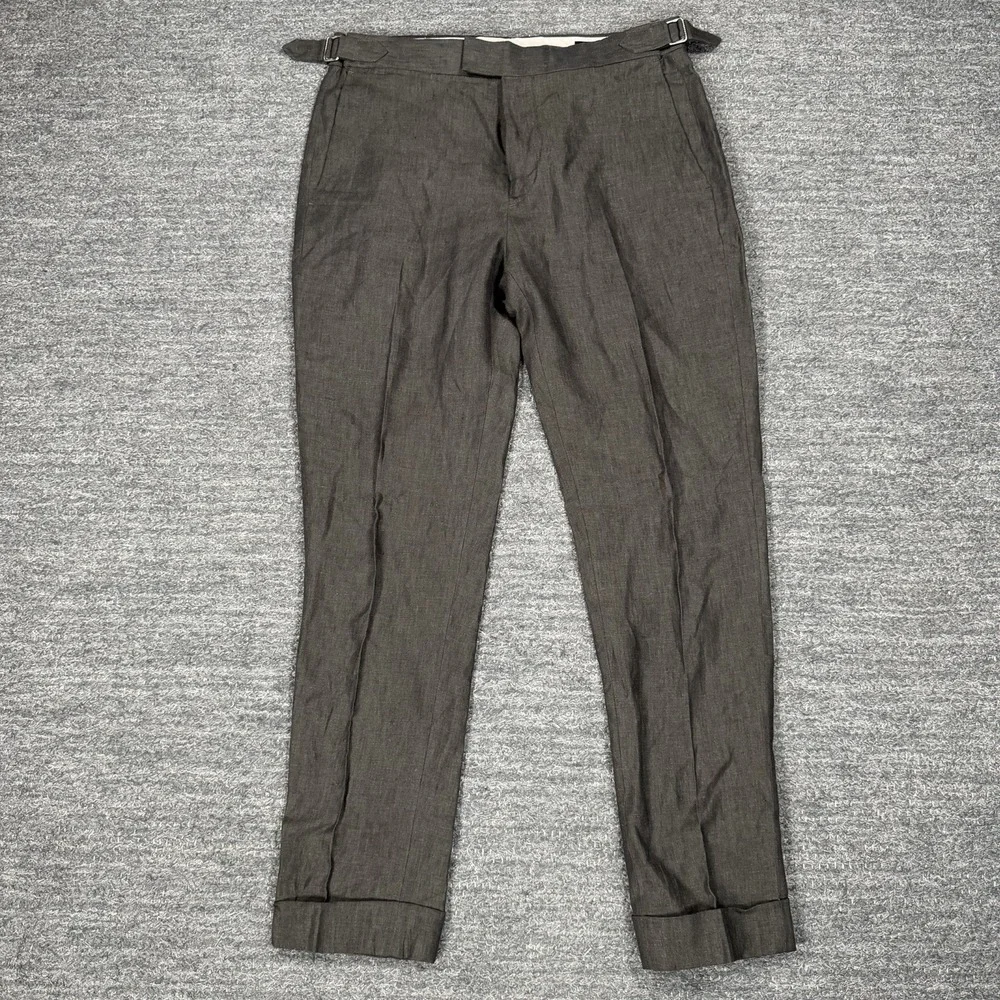 Banana Republic Tapered Fit 30x30 Brown 100% Linen Adjustable Waist Formal Cuff